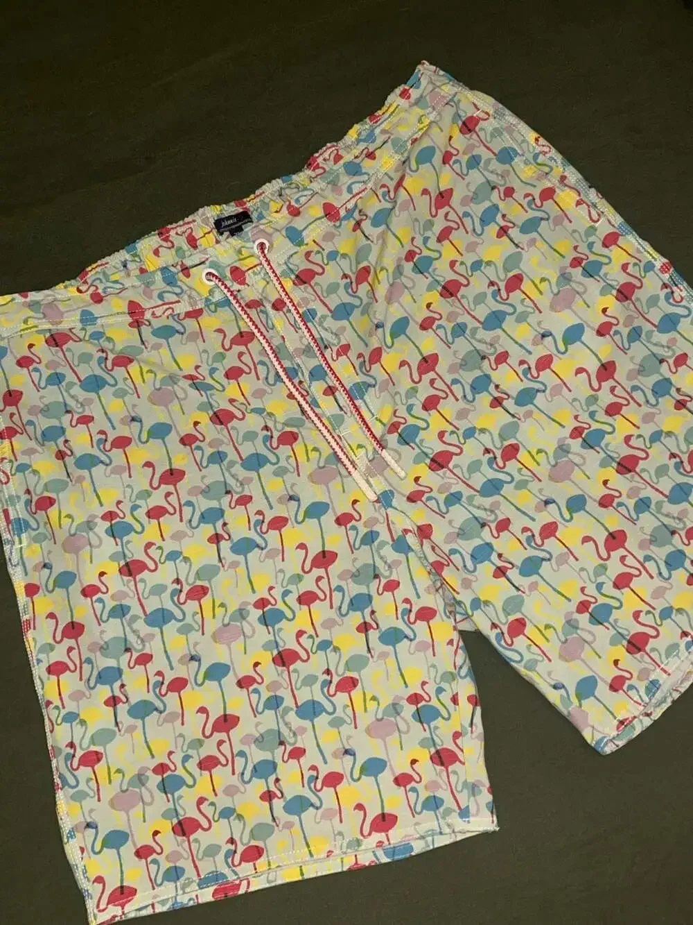 johnnie-O Flamingo Print Swim Trunks